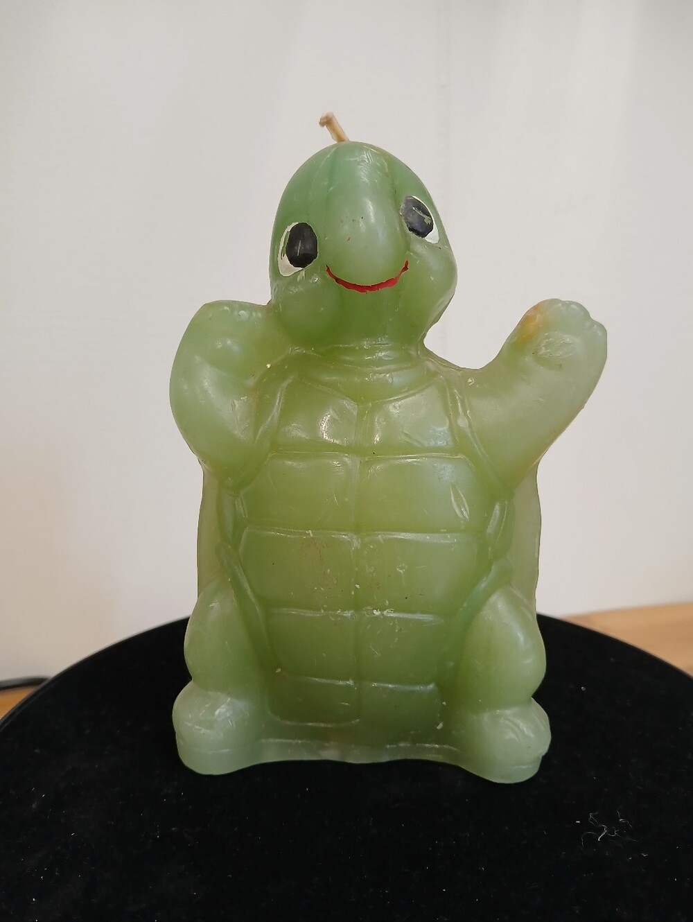 Vintage 70's Wax Green Turtle Candle Figurine